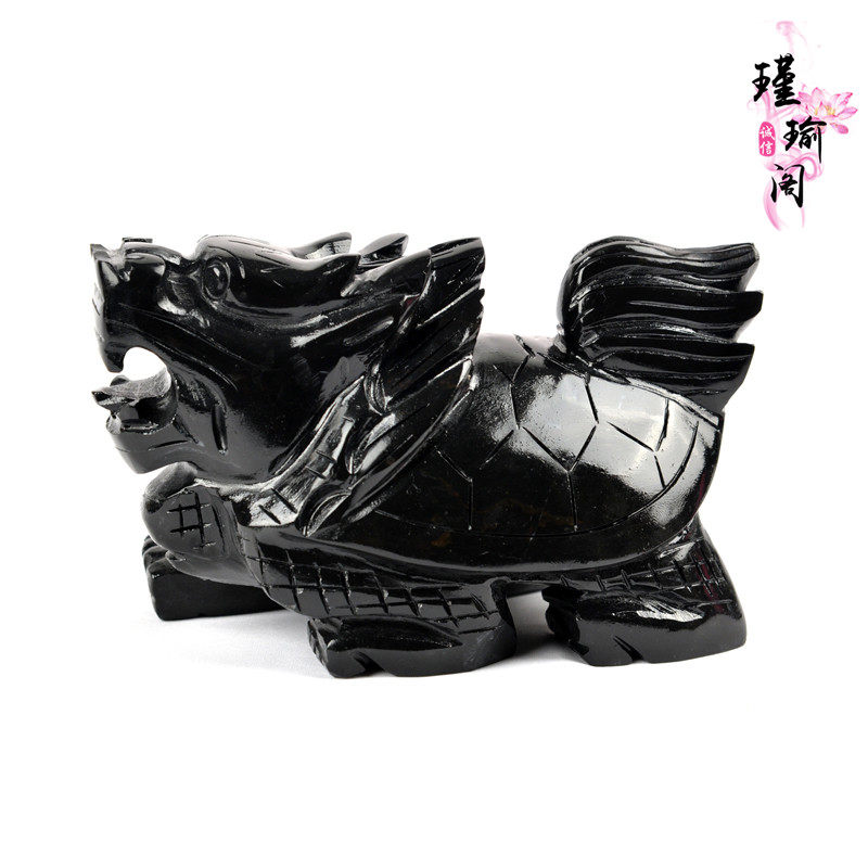 New Products Natural Black Dazzling Stone Dragon Turtle Swing Piece Home Xuanguan Office Shop Opening Decoration Goods Business Gift