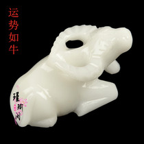 Natural Afghanistan White Jade Bull Swing Piece Pure Handmade Zodiac Cattle Home Xuanguan Shop Opening Decoration Furnishing