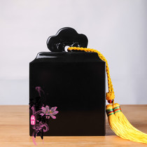 Natural Obsidian Ruyi Seal Official Seal Jade Seal Ornaments Seal Engraved Desktop Living Room Entrance Office Furnishings