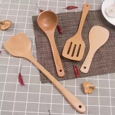 Beech wooden shovel Wooden spoon Non-stick pot special long handle paint-free cooking spatula Wooden shovel Spatula Wooden shovel soup spoon