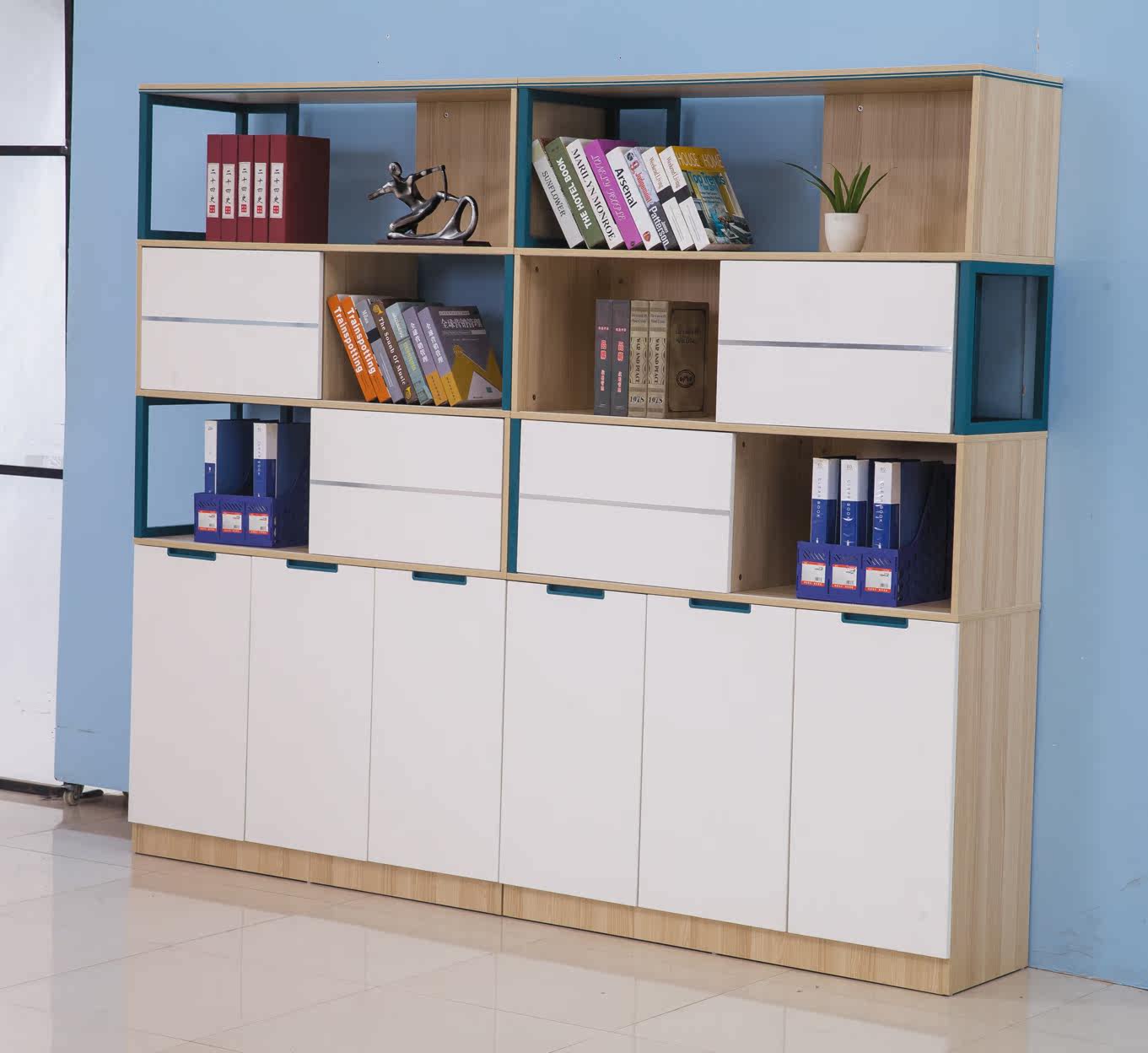 Office file cabinet data cabinet wooden furniture with lock cabinet office home bookcase floor file storage cabinet