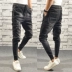 Bàn chân của chàng tâm linh, Slim, Hole, Jeans, Mạng xã hội, Đỏ, Đỏ, Mùa đông, Bút chì, Dày, Quần dài Cao bồi