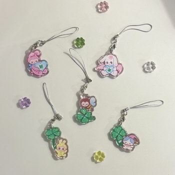 Onionion*Nio Lucky Four-Leaf Clover Original Cute Resin Phone Chain Pendant Keychain Ornament