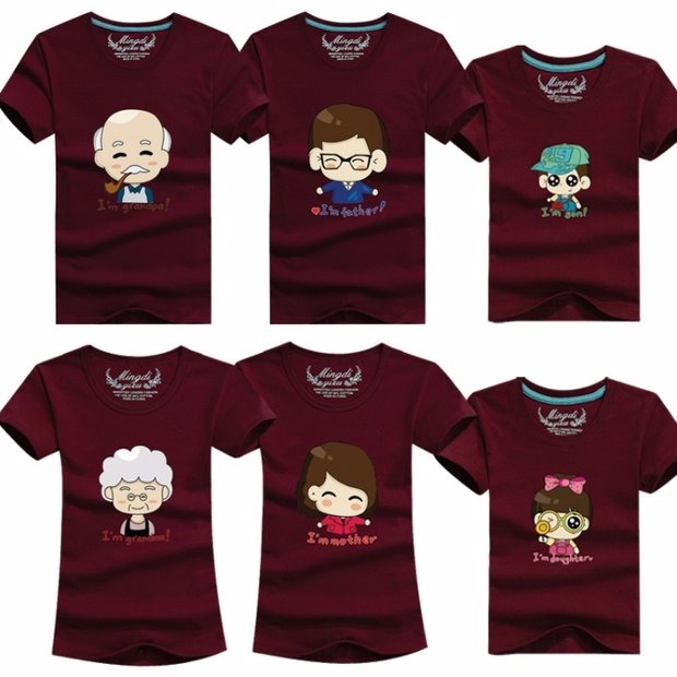 Áo dài mùa hè cho cha mẹ và con một gia đình ba mùa hè 2018 Cha mẹ trẻ em nửa tay hoạt hình cotton Áo phông ngắn tay cha mẹ-con shop quần áo trẻ em