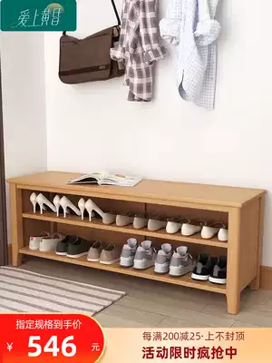 Nordic solid wood shoe stool Light luxury shoe rack Sitting shoe stool door shoe stool Household storage full solid wood shoe cabinet