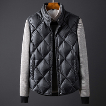 Quality 2021 winter new white duck down short down jacket diamond lattice down vest jacket stand collar tide