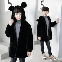 Boys fur coat autumn and winter clothing foreign style childrens thickened imitation mink velvet top fashion boy sweater coat