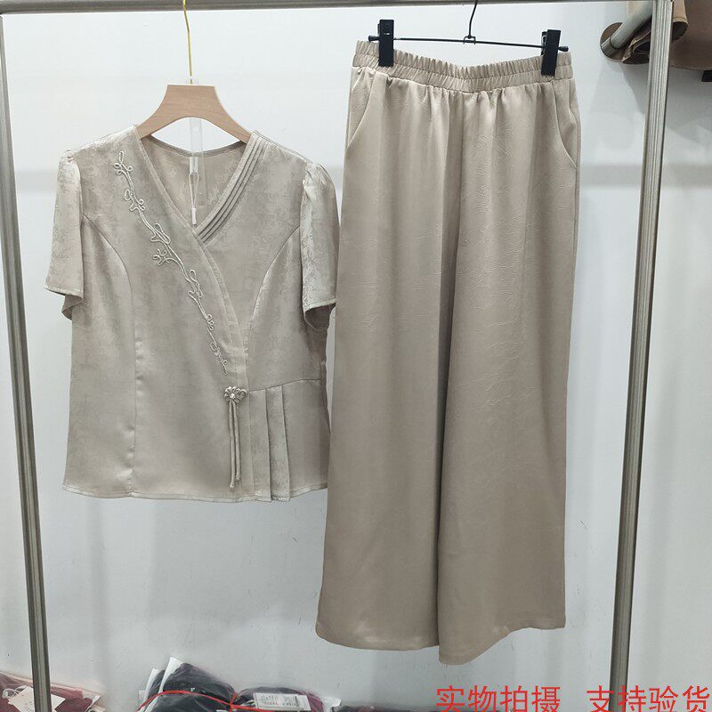 金娅海伦25A112正品夏装新款时尚洋气减龄显瘦新中式两件套女妈妈详情9