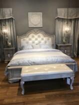 Meikart Furniture Renaissance Imprint Bed European-style American-style cow-pin-pull soft-bag bed Solid wooden double wedding bed