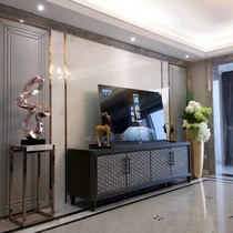 Meart Furniture Crystal TV Cabinet Simple American Solid Wood Retro Engraving Antique Weather Oak TV Cabinet