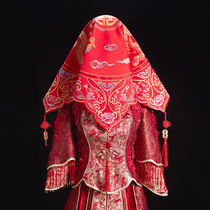  Red hijab bride Chinese wedding new wedding tassel Xiuhe suit Red hijab high-end veil Xiuhe blindfolded