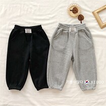 Childrens Pants Korea Childrens Wear 2022 Spring and Autumn Season Foreign Casual Trousers Boys and Girls Labeled Sweatpants Tide Fan