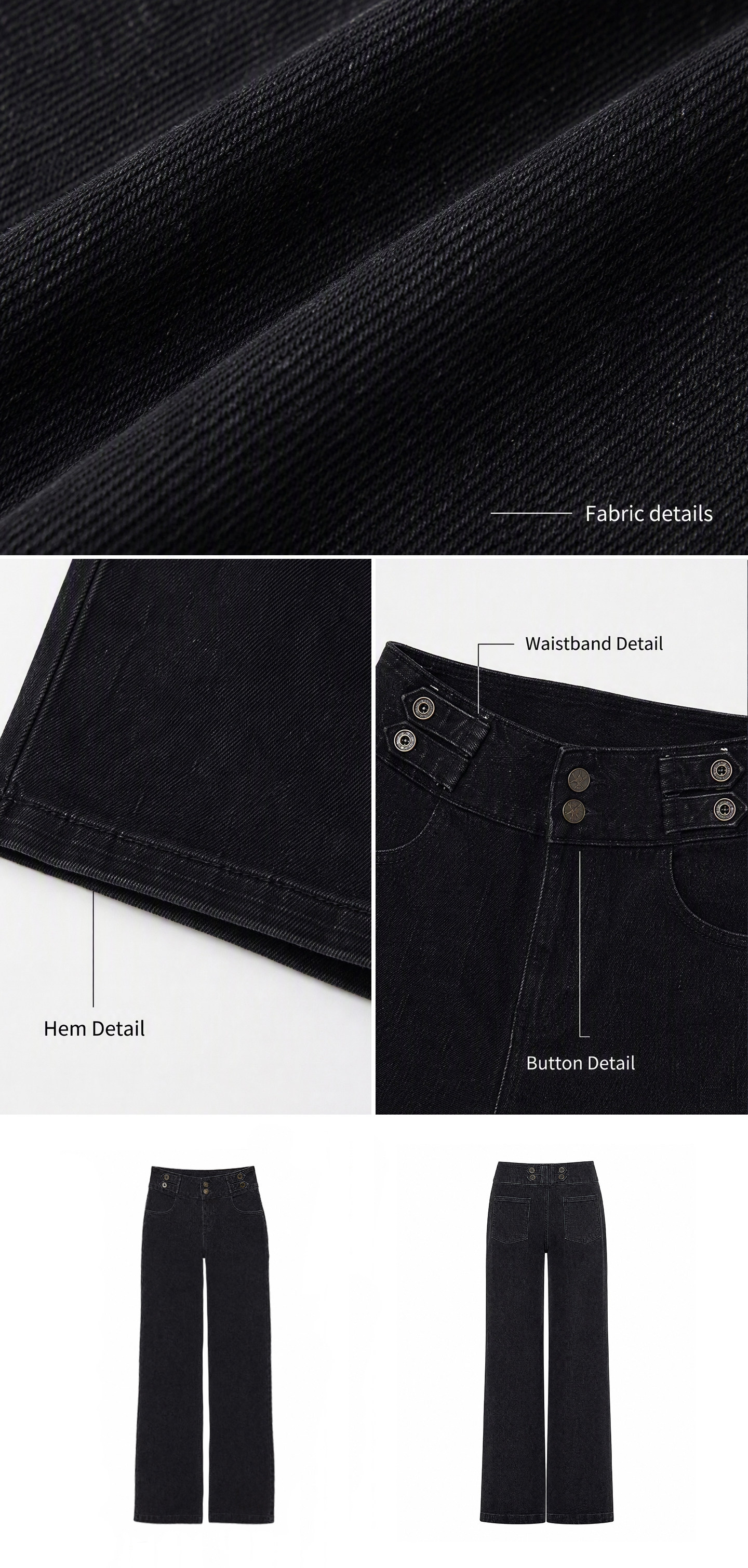 WITHMIN Black Low-Rise Flared Jeans
