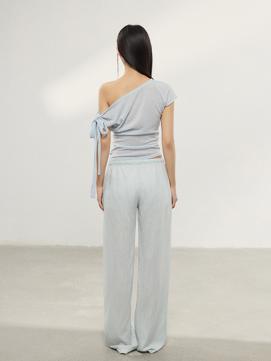 WITHMIN Blue Low-Rise Straight-Leg Trousers