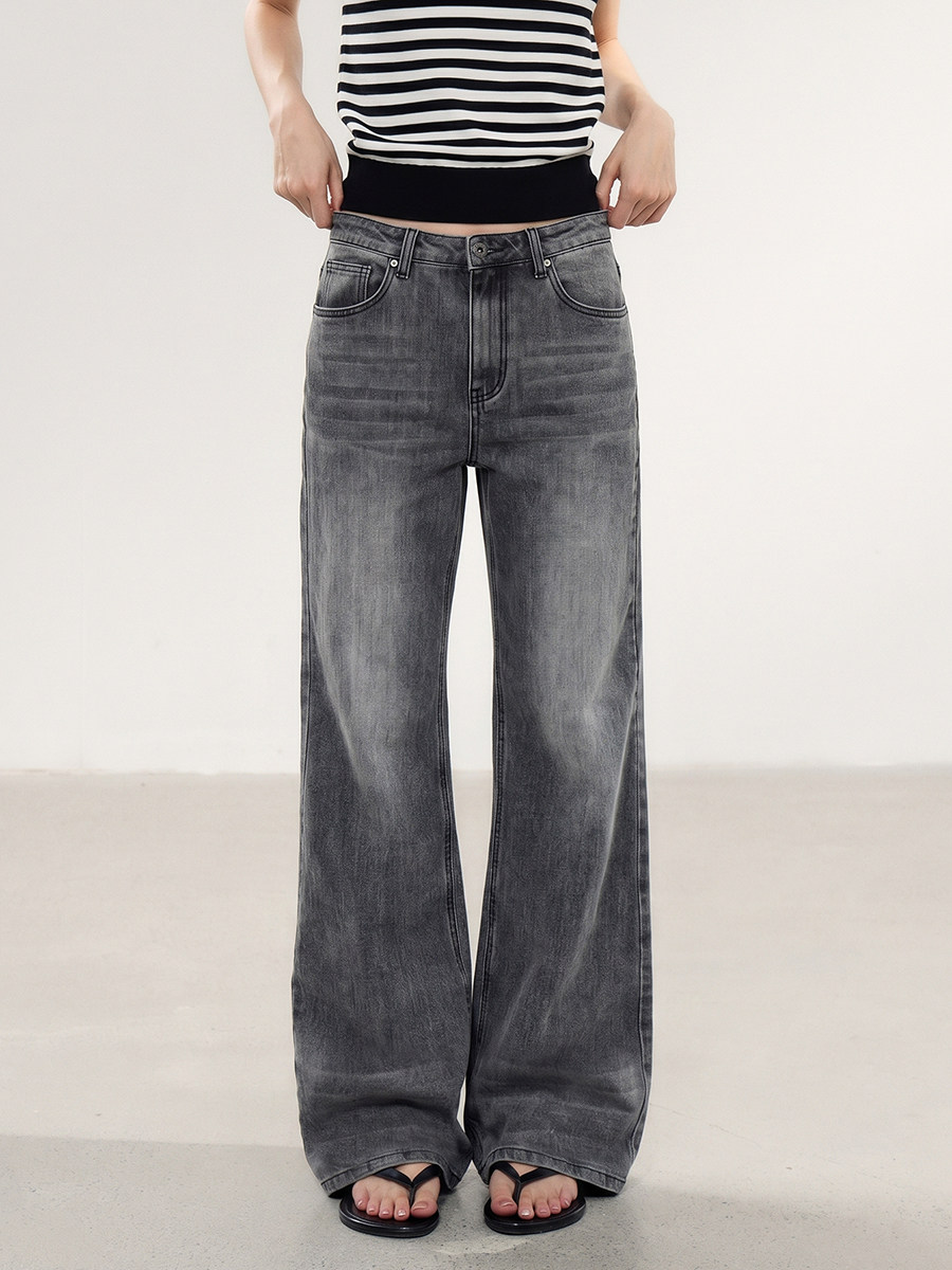 WITHMIN Washed Low-Rise Straight-Leg Jeans