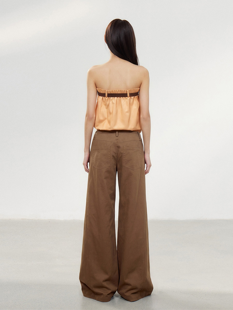 WITHMIN Brown Low-Waist Straight-Leg Trousers