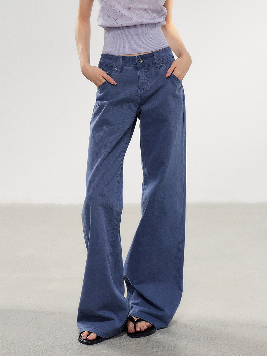 WITHMIN Dark Blue Low-Rise Straight-Leg Jeans