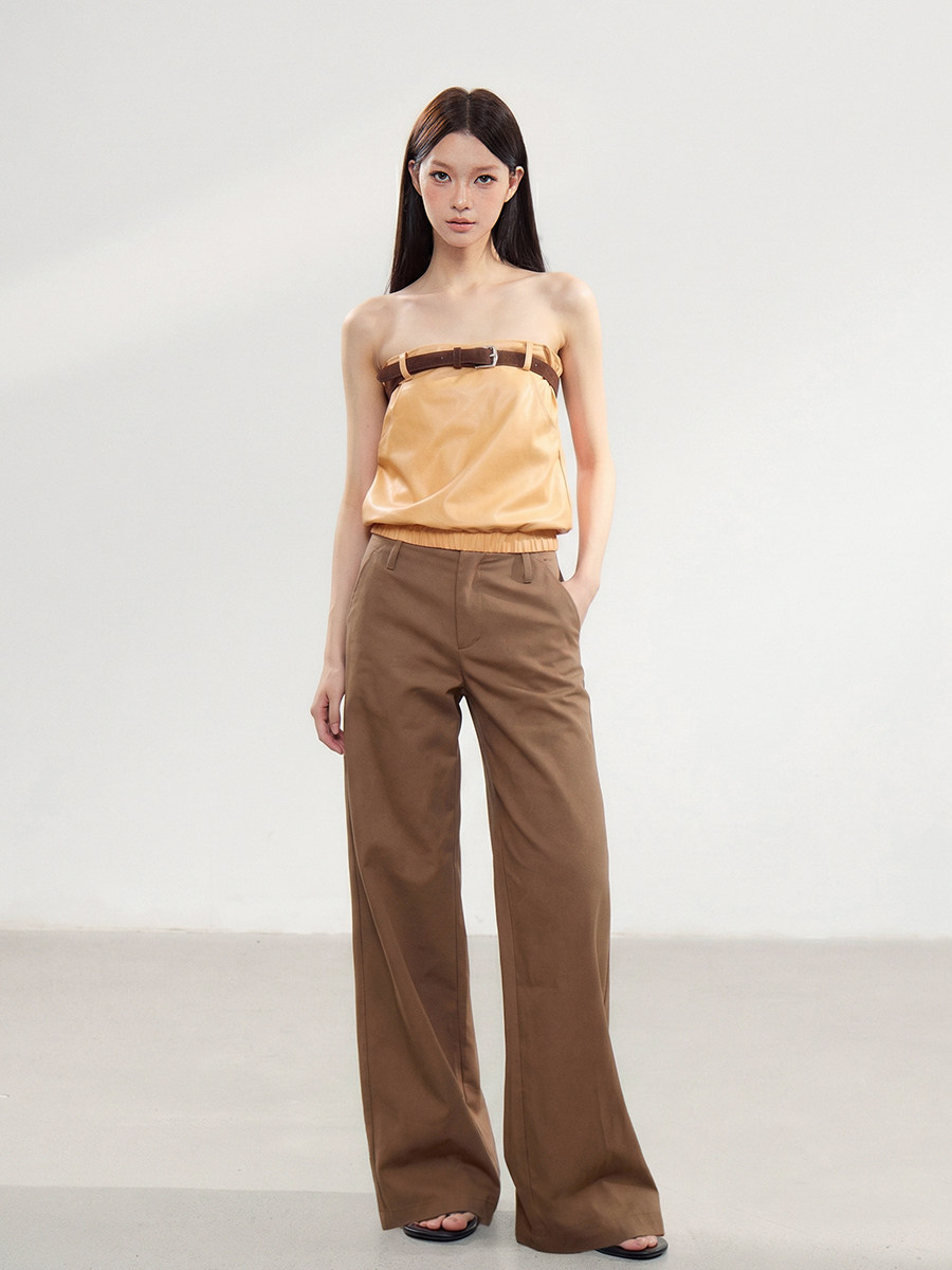 WITHMIN Brown Low-Waist Straight-Leg Trousers