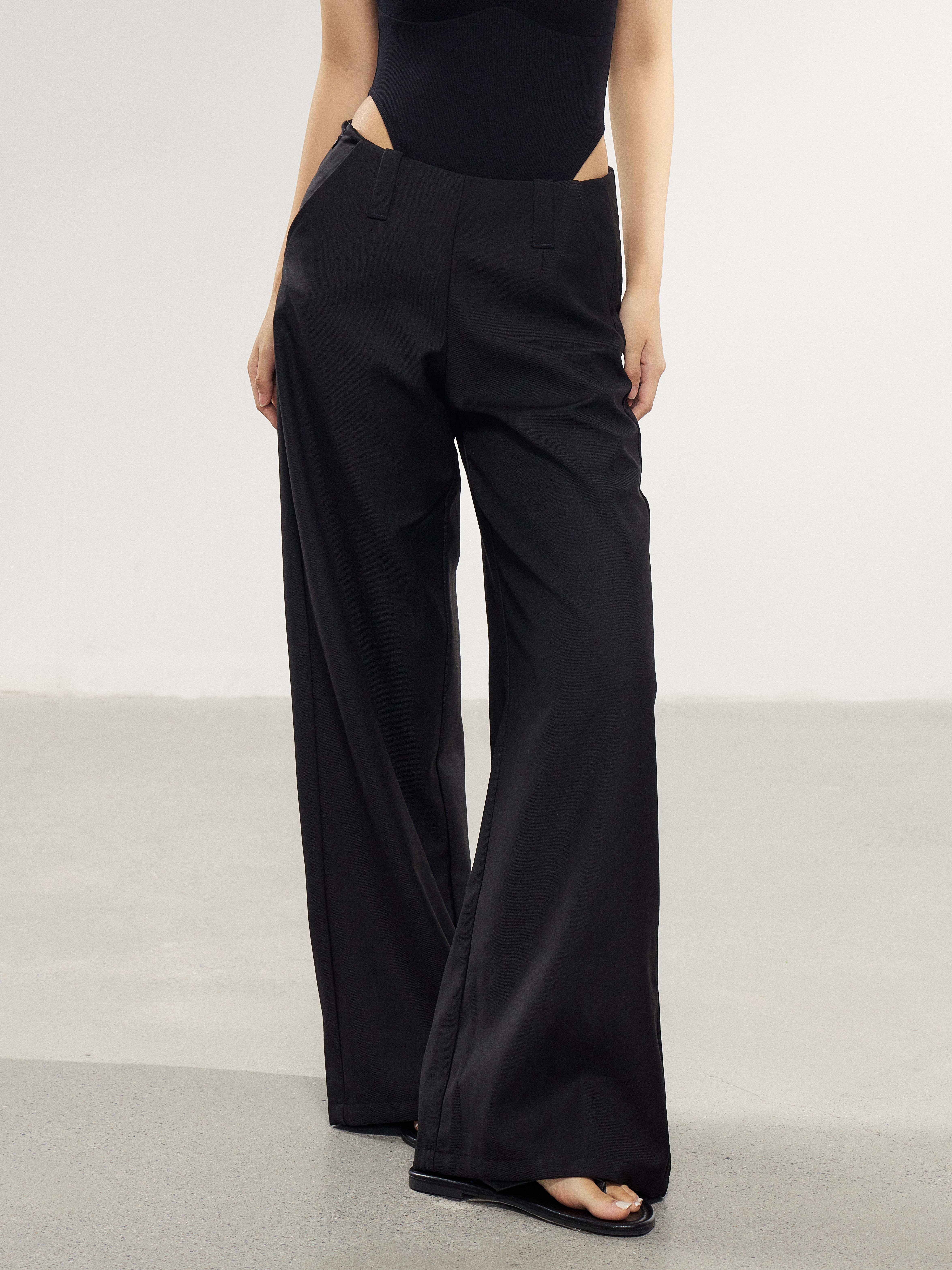 WITHMIN Black Low-Waist Wide-Leg Trousers
