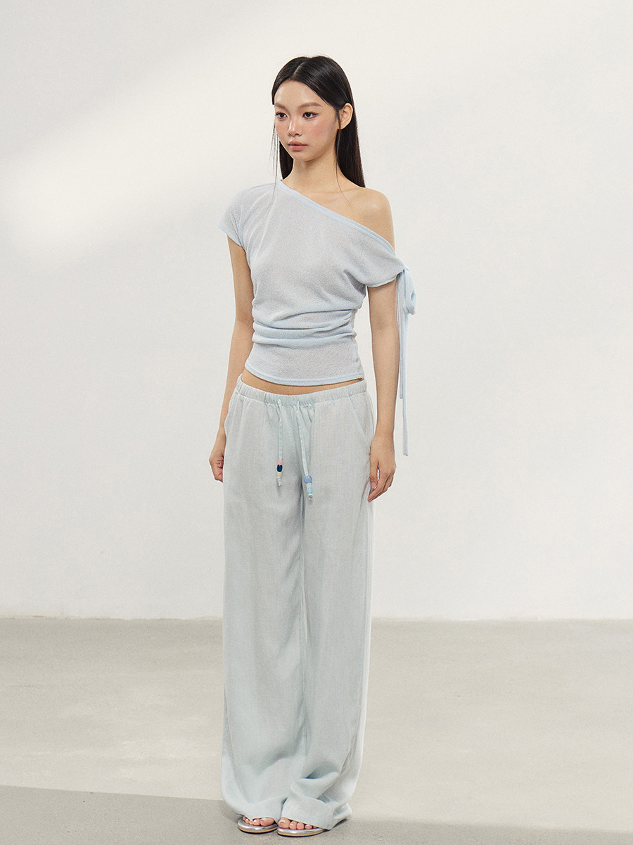 WITHMIN Blue Low-Rise Straight-Leg Trousers