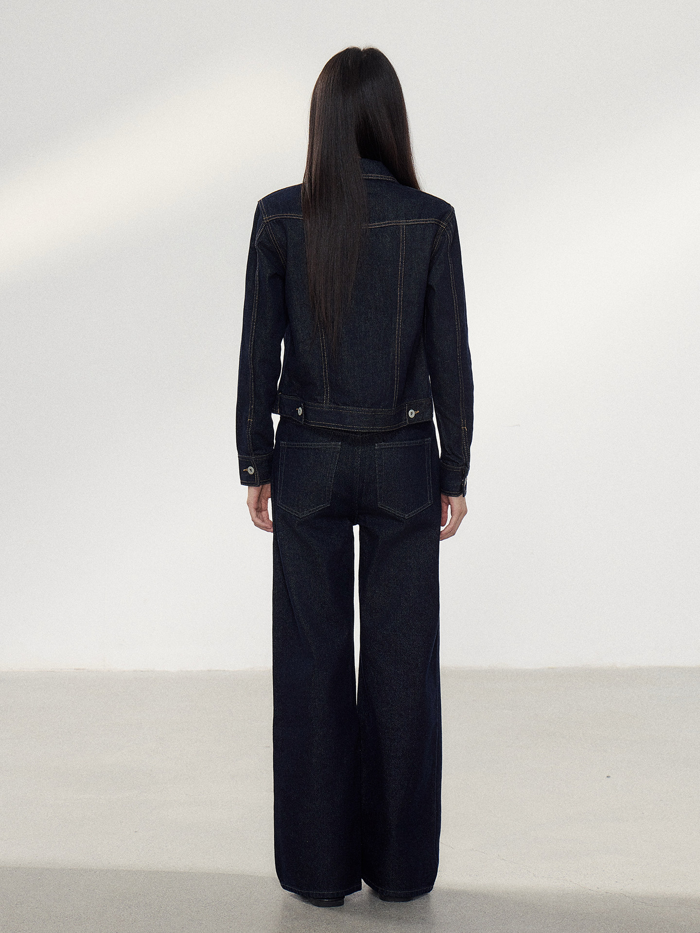 WITHMIN Washed Denim Jacket and Pants Set