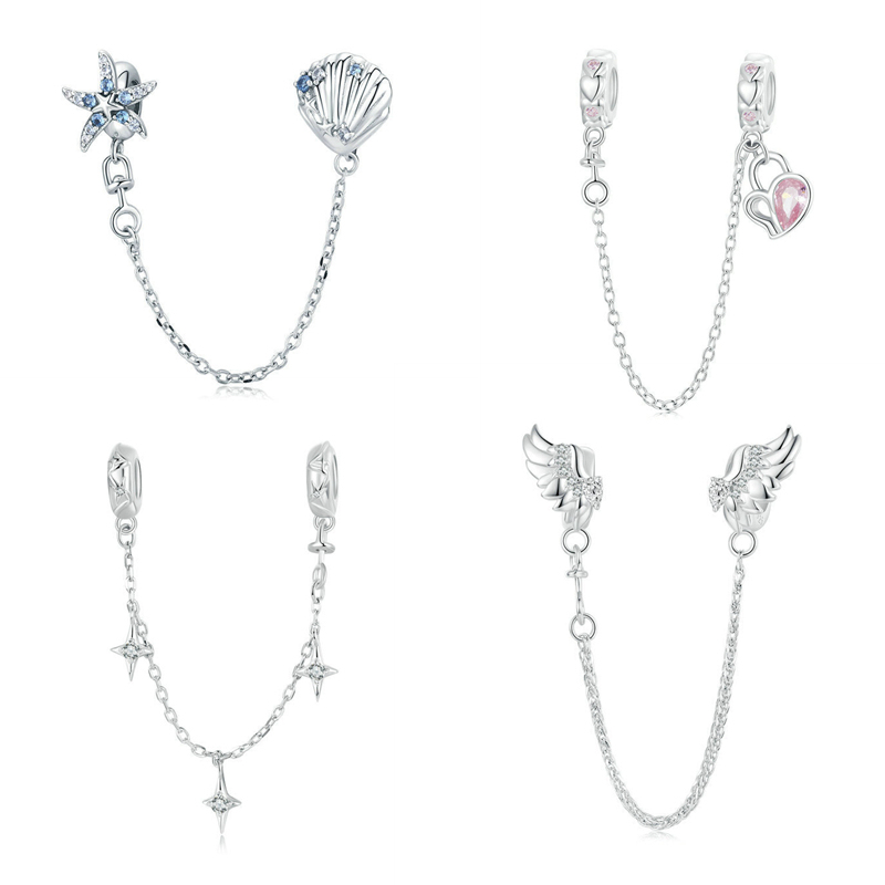 Hfgt925 Sterling Silver Beads Starfish Shell Silicone Safety Chain Ocean Element Beaded Bracelet Accessories Bracelet Hfgt925 Sterling Silver Beads Starfish Shell Silicone Safety Chain Ocean Element Beaded Bracelet Accessories Bracelet