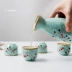Phong cách Nhật Bản và gió Vẽ tay gốm rượu thủy tinh ly rượu đặt bộ uống cá tính sáng tạo sake nồi nhỏ chén rượu đồ khui rượu Rượu vang