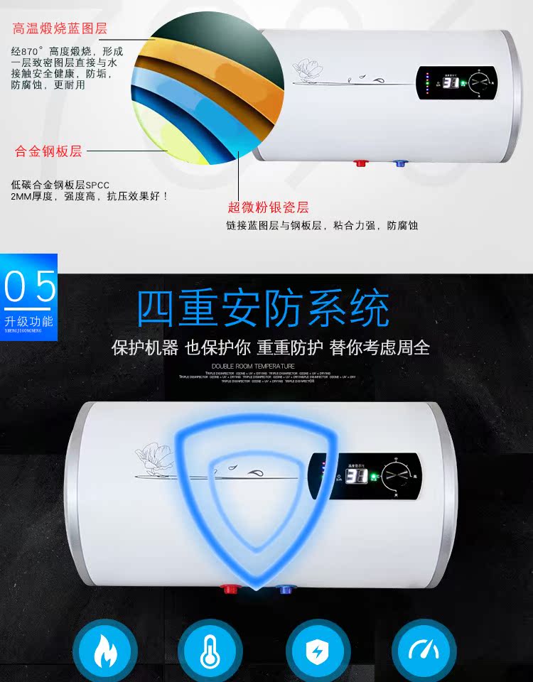 máy tắm nóng lạnh Máy nước nóng điện gia dụng tắm nước nóng tốc độ cao tắm 40L / 50L / 60L / 80L / 100L - Máy đun nước bình nóng lạnh ariston 30l vuông