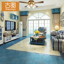 Rounded antique brick 500x500 Mediterranean Living room hall Kitchen floor tiles Non-slip wear-resistant American retro tiles