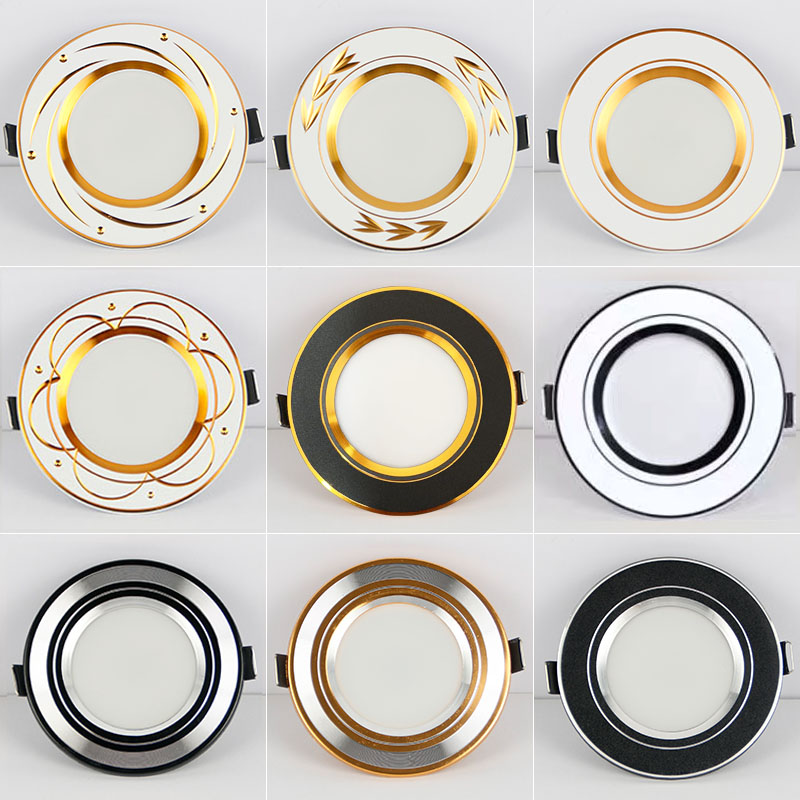 Downlight embedded led ceiling lamp hole 7 5cm home living room 5W three-color simple lamp ceiling spotlight bull's-eye lamp