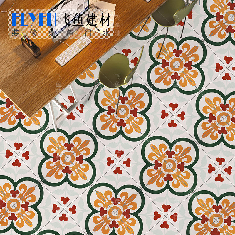 Nordic Wind Small Flower Brick 300x300 Mesh Red Balcony Dining Room Toilet Kitchen Colorful Parquet Non-slip Floor Brick-Taobao