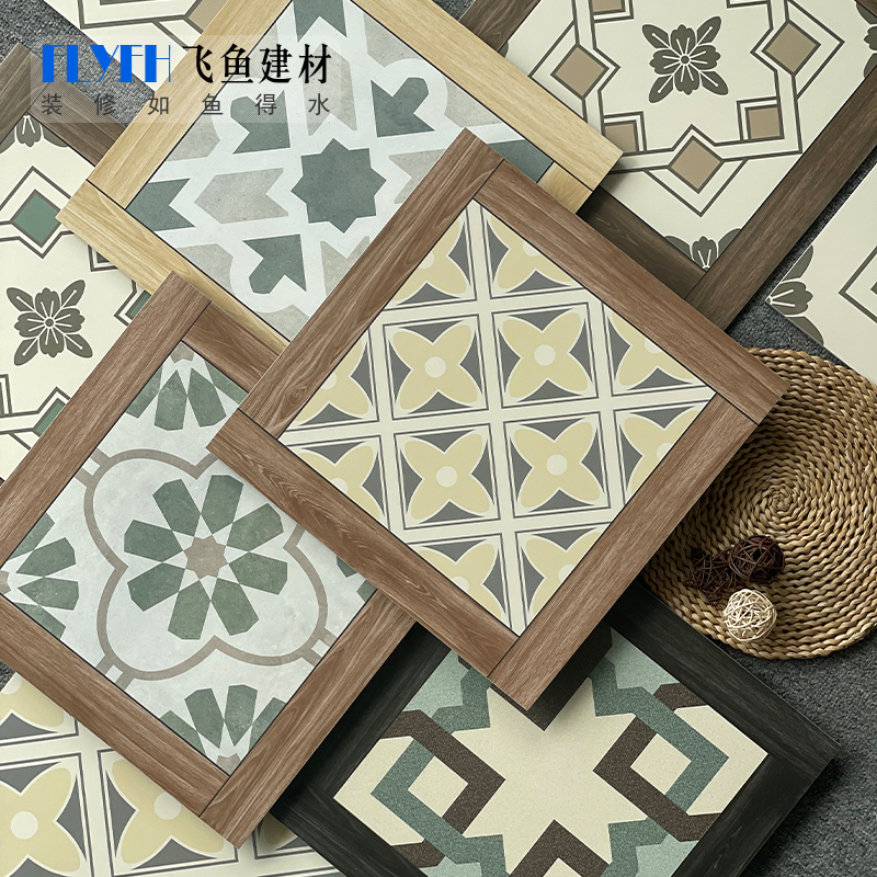 New Retro Flower Brick 400x400 Cafe Bar Restaurant Floor Tiles Toilet Kitchen Balcony Patio Tiles-Taobao