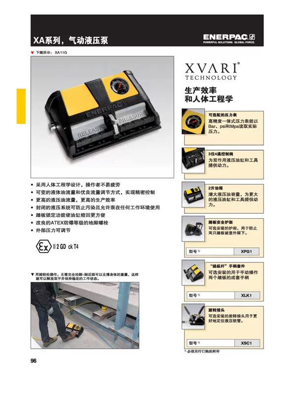 Bơm thủy lực khí nén ENERPAC PATG1102N Bơm chân Enerpac chính hãng của Mỹ PA-133/XA11G cách lắp bơm thuỷ lực