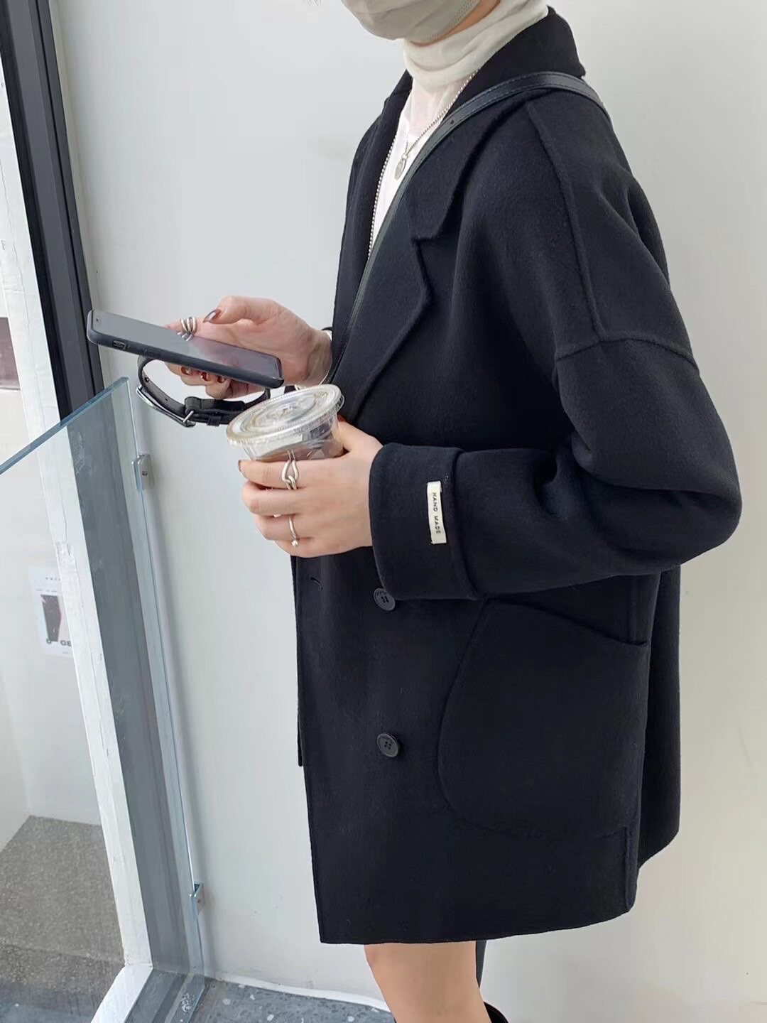 2022 autumn and winter new fashion cashmere coat temperament all-match loose slim light luxury double-sided wool coat women