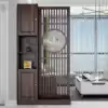 Living room new Chinese screen partition decorative wall baffle Solid wood shelf hollow simple modern entrance cabinet