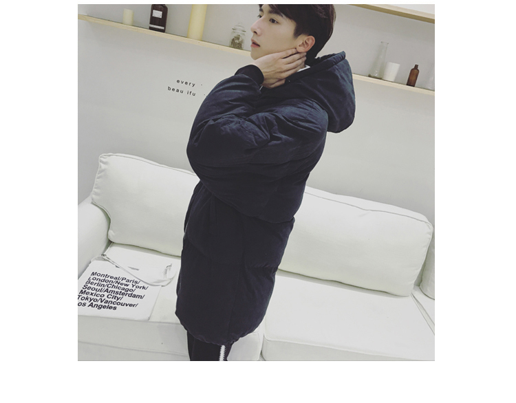 Aberdeen văn học nam nam cotton áo các cặp vợ chồng bông áo khoác phần dài mùa đông Hàn Quốc bông áo khoác xu hướng dịch vụ bánh mì áo khoác nam kaki