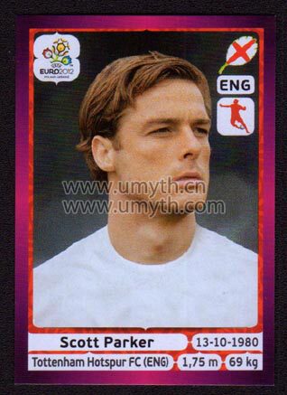 Panini 2012 European Cup star stickers German edition of Scott Parker England #