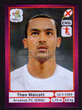 Panini 2012 European Cup star sticker German version Theo Wolcott England #