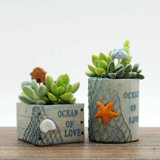Zakka creative cute mini flowerpot succulent flowerpot resin personalized succulent small flowerpot potted plant