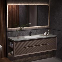 Light luxury slate seamless ceramic integrated basin bathroom cabinet combination bathroom hand wash basin cabinet oak wash table