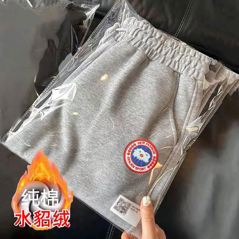 Spring and autumn plus velvet large size sports pants loose casual pants embroidered couple super soft big goose sweat pants men and women long pants