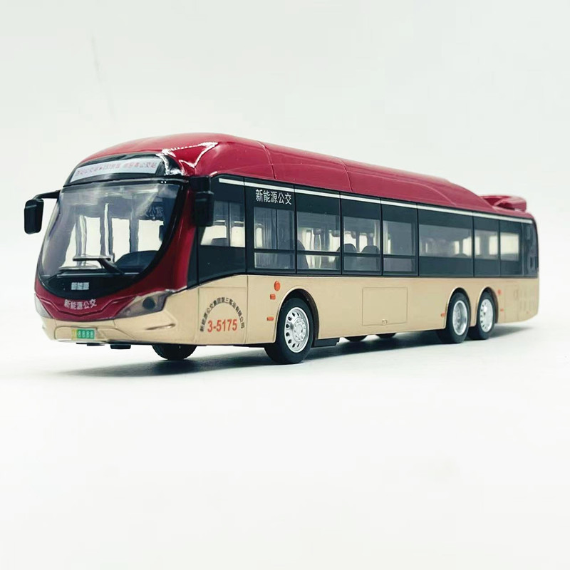 1:50 Scale City Bus Tianjin Bus Passenger Bus with Sound and Light, Doors Can Open, Alloy Toy Car Model, Boxed