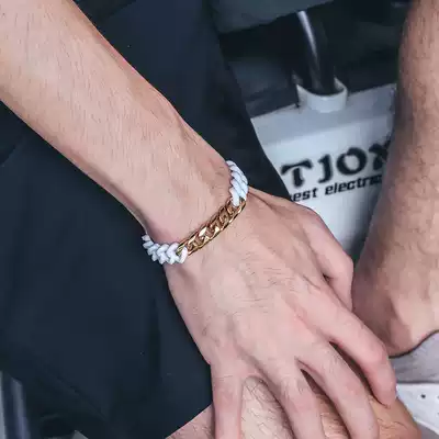 ins tide brand Cuban twist titanium steel silicone bracelet men's original color energy simple men's and women's bracelet European and American personality