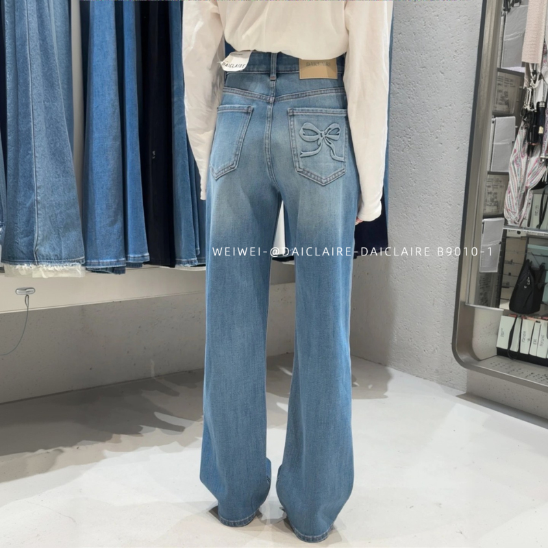 Daiclaire Jeans Spring Flared Bow-Knot Blue Stretch Long Bell-Bottom Pants B9010-1 Daiclaire Jeans Spring Flared Bow-Knot Blue Stretch Long Bell-Bottom Pants B9010-1