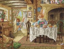 Liu Nian Jinxiu French DMC thread self-matched cross-stitch kit non-printing guests outside the gate of Fox Village