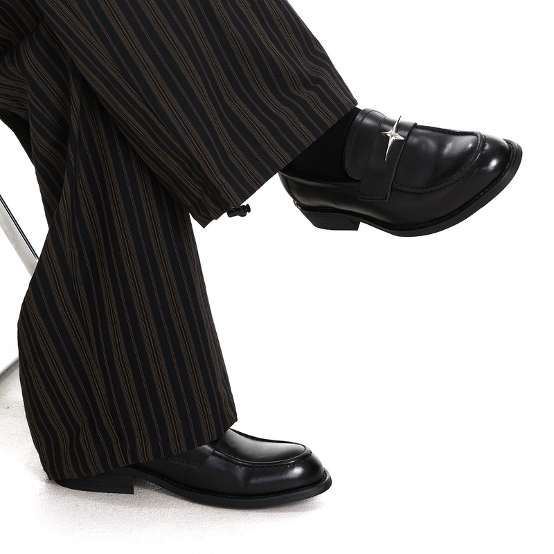 Old Money Style Loafers with Four-Pointed Star Design, Slip-On Pointed-Toe Derby Leather Shoes for Men, Height-Increasing Commuter Driving Moccasins Old Money Style Loafers with Four-Pointed Star Design, Slip-On Pointed-Toe Derby Leather Shoes for Men, Height-Increasing Commuter Driving Moccasins