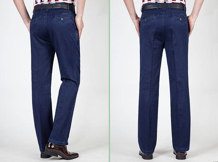 Mùa hè phần mỏng người đàn ông trung niên của cao eo căng jeans loại lỏng kích thước lớn nam thẳng quần dài quần thể thao