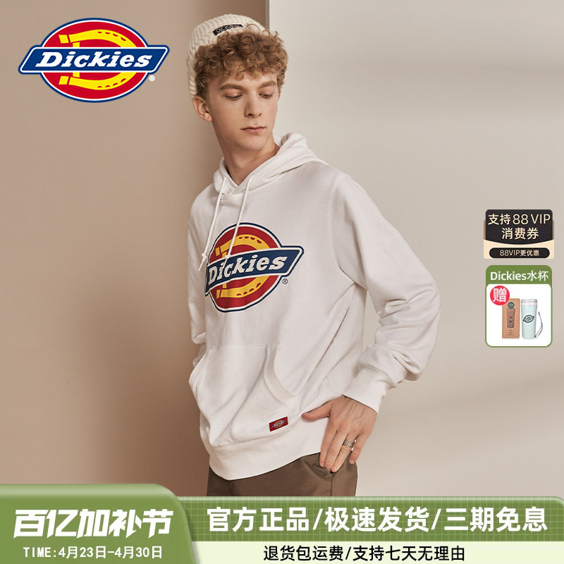 Dickies Hooded Sweatshirt Autumn and Winter Style for Men and Women Logo Print Couple's All-Cotton Terry Cloth Lazy Top 7060