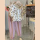 Korean style lazy style suit 2022 summer new niche polka dot lotus leaf collar top suit pants two casual set