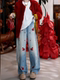 Embroidered Denim Scimitar Pants for Women, 2026 Spring, Plus Size, New Chinese Style, Cartoon High-Waisted Straight Wide-Leg Pants